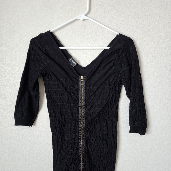 BEBE Y2k bodycon stretch dress in black full zip size M/L - Picture 5 of 7